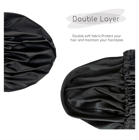 Silk Lined Shower Cap for Women,Reusable,Adjustable Size, Washable - Picture 6 of 7